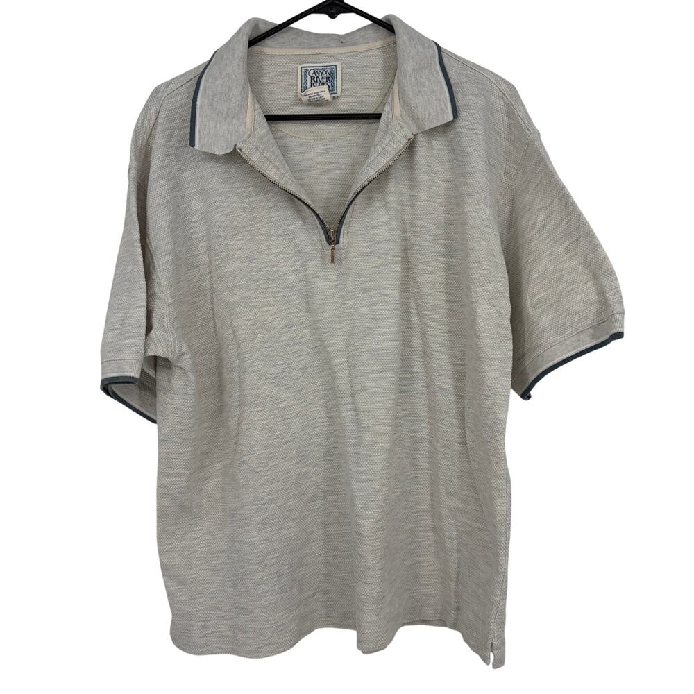 Canyon River Blues Vintage Men's Polo Quarter Zip Up Cotton Shirt Size L